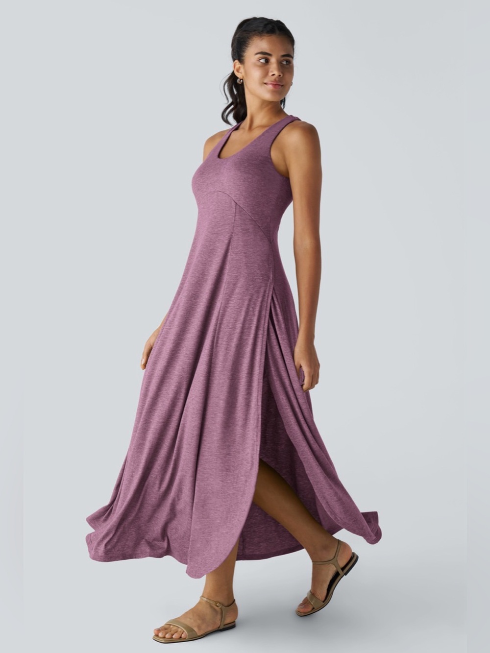 Alara Sleeveless V-Neck Maxi Dress in Mauve